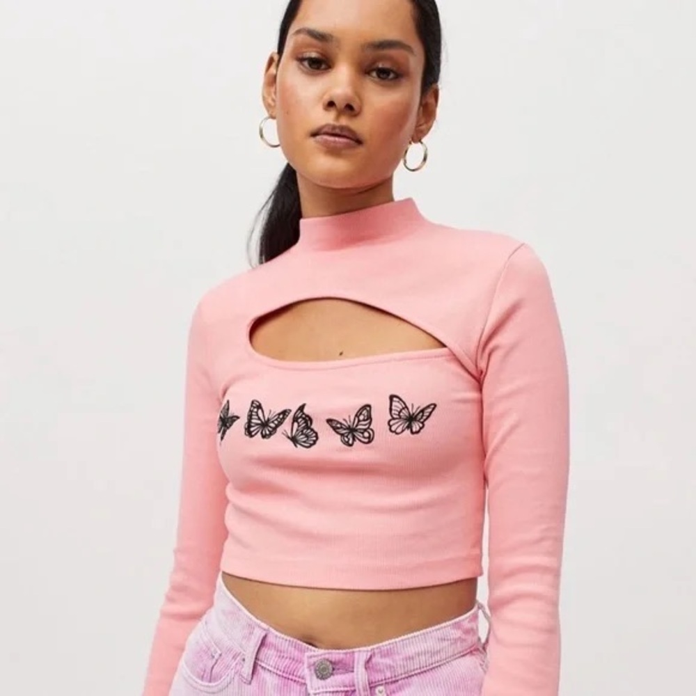 Urban Outfitters Cutout Embroidered Top: Size M